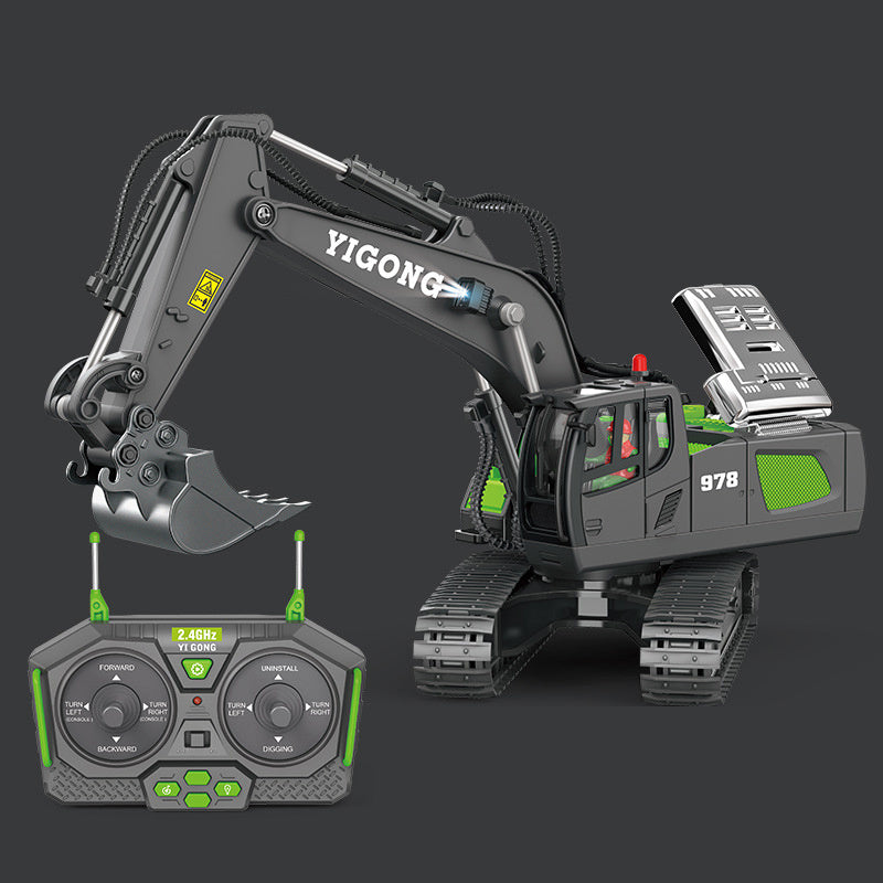 11 Channel Alloy Remote Control Excavator Simulation Electric Engineering Vehicle Large Digging Engineering Boys Children's Toys Christmas Halloween Thanksgiving Gift