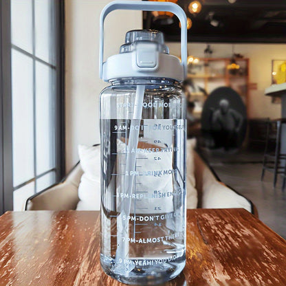 2 Liter Water Bottle With Straw Female Girls Large Portable Travel Bottles Sports Fitness Cup Summer Cold Water With Time Scale Suitable For Adults And The Elderly