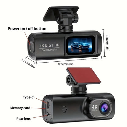 4K Ultra HD | Mini Car Camera | 170° Wide-Angle Lens | Built-in WiFi | G-Sensor | WDR Function | Night Vision Mode | 24-Hour Parking Surveillance | Loop Recording | Supports APP Control | HD Video Recording | Comes with 128G