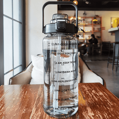 2 Liter Water Bottle With Straw Female Girls Large Portable Travel Bottles Sports Fitness Cup Summer Cold Water With Time Scale Suitable For Adults And The Elderly