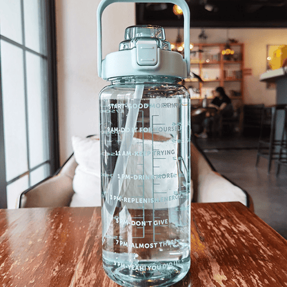 2 Liter Water Bottle With Straw Female Girls Large Portable Travel Bottles Sports Fitness Cup Summer Cold Water With Time Scale Suitable For Adults And The Elderly