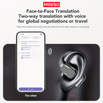 [135 Translator Earbuds] MINISO M98 AI Wireless Headphones Travel Chat Headset ASMR Headset AI Wireless Headphones with Mic Touch Control