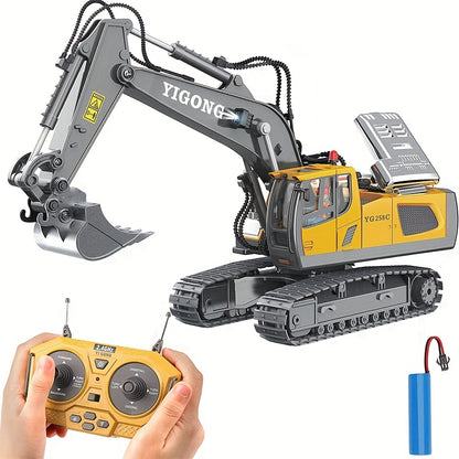 11 Channel Alloy Remote Control Excavator Simulation Electric Engineering Vehicle Large Digging Engineering Boys Children's Toys Christmas Halloween Thanksgiving Gift