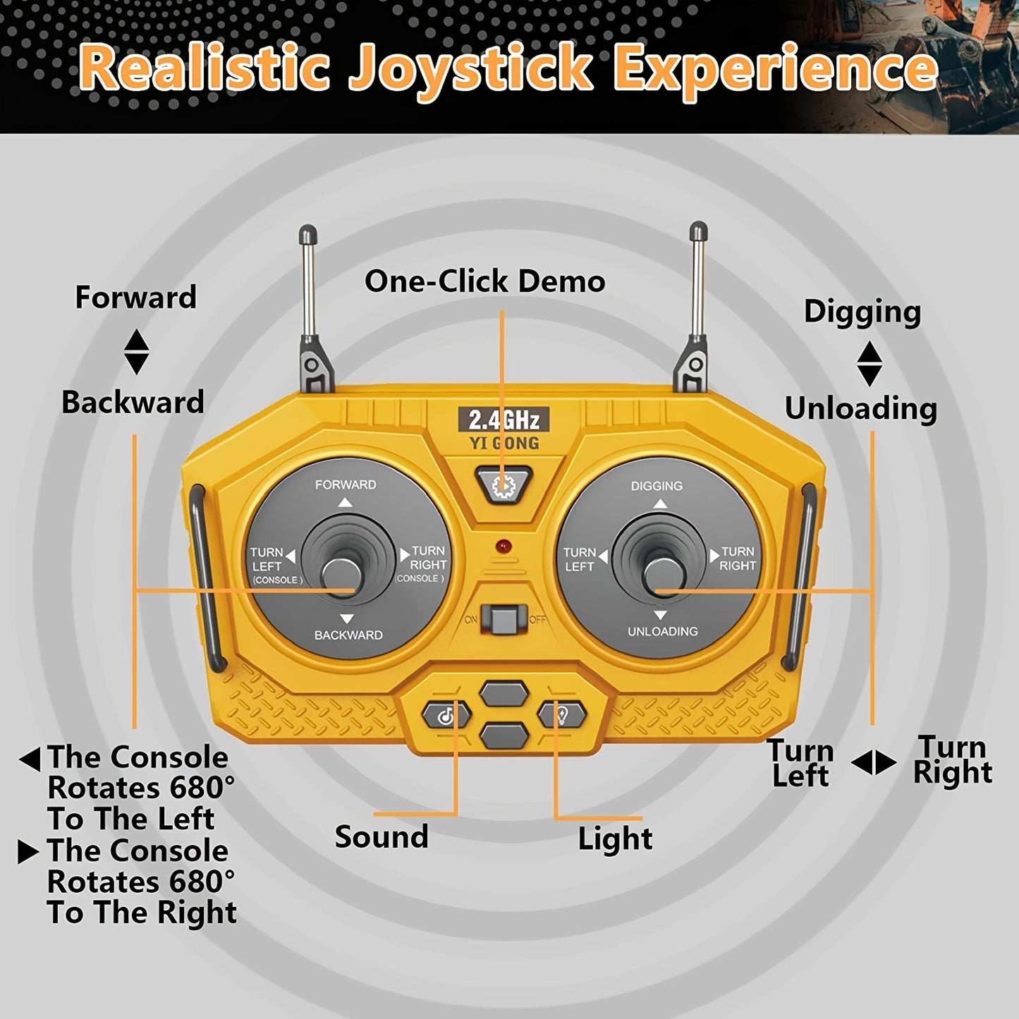 11 Channel Alloy Remote Control Excavator Simulation Electric Engineering Vehicle Large Digging Engineering Boys Children's Toys Christmas Halloween Thanksgiving Gift