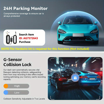 4K Front Dash Cam, Ultra HD 2160P Dash Camera for Cars, 5.0cmIPS Screen Mini Car Camera with APP Control, Built-in Wi-Fi & G-Sensor, 170° Wide Angle, 24H Parking Mode, Night Vision, WDR, Loop Recording, Support 256GB Card Ma