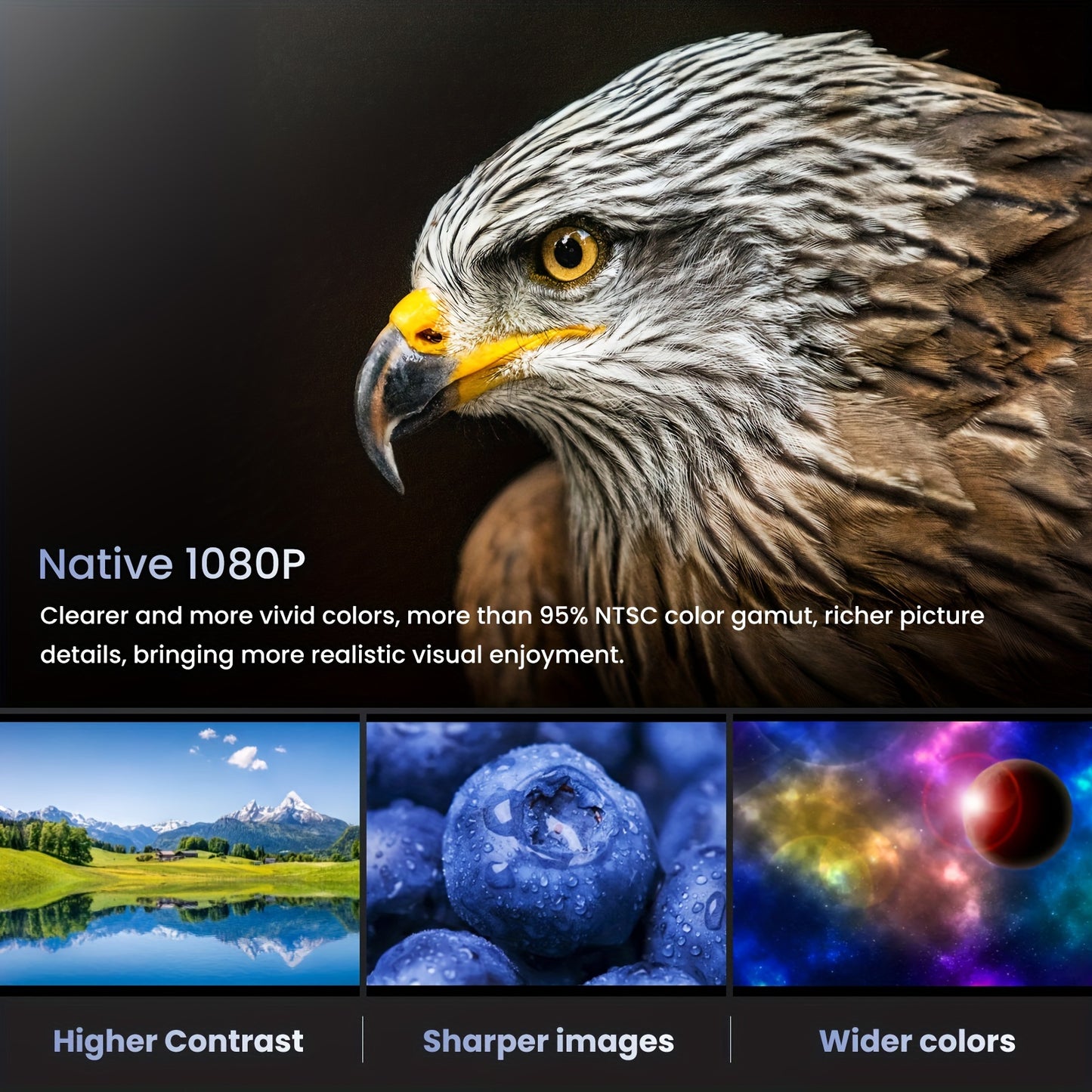 Projector, Native 1080P Full HD Projector With Speaker, Outdoor Portable Movie Mini Projector Compatible With Laptop, Smartphone, TV Stick, Xbox, PS5