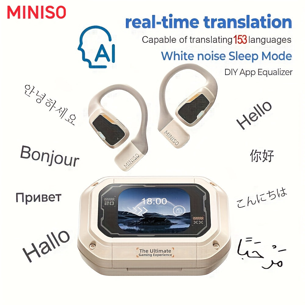 [135 Translator Earbuds] MINISO M98 AI Wireless Headphones Travel Chat Headset ASMR Headset AI Wireless Headphones with Mic Touch Control