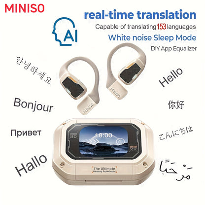 [135 Translator Earbuds] MINISO M98 AI Wireless Headphones Travel Chat Headset ASMR Headset AI Wireless Headphones with Mic Touch Control