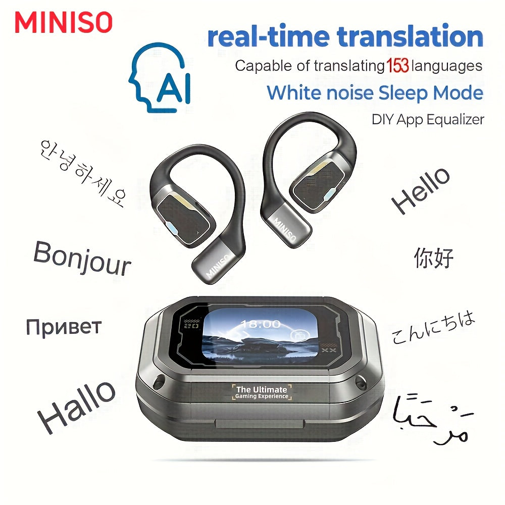 [135 Translator Earbuds] MINISO M98 AI Wireless Headphones Travel Chat Headset ASMR Headset AI Wireless Headphones with Mic Touch Control