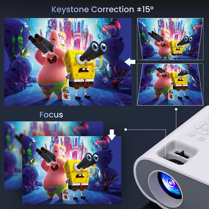 Projector, Native 1080P Full HD Projector With Speaker, Outdoor Portable Movie Mini Projector Compatible With Laptop, Smartphone, TV Stick, Xbox, PS5