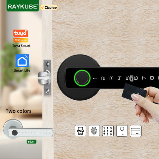 RAYKUBE M5 Tuya BLE Smart Fingerprint Door Lock Cyfrowy zamek elektroniczny z hasłem / kluczem / kartą IC / Smartlife / Tuya APP Unlock