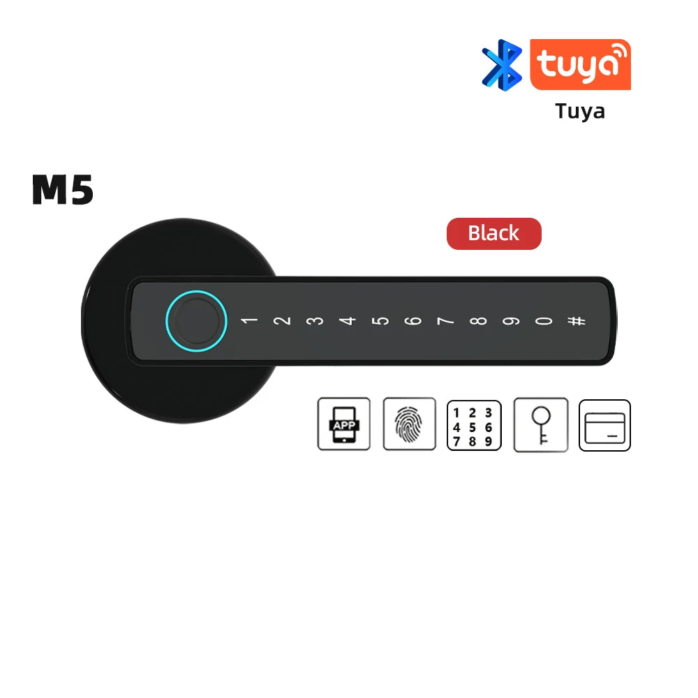 RAYKUBE M5 Tuya BLE Smart Fingerprint Door Lock Cyfrowy zamek elektroniczny z hasłem / kluczem / kartą IC / Smartlife / Tuya APP Unlock