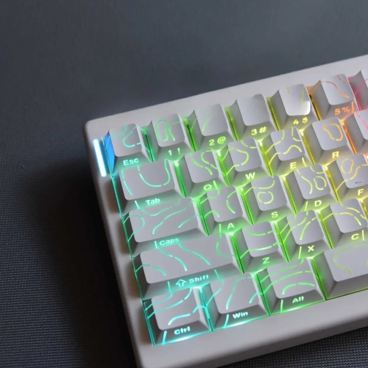 2025 Super Contour PBT Keycaps Side Glow Light Mechanical Keyboard Original Factory Height for 61/68/75/84/87 Keys Game Keyboard