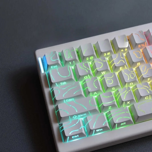 2025 Super Contour PBT Keycaps Side Glow Light Mechanical Keyboard Original Factory Height for 61/68/75/84/87 Keys Game Keyboard