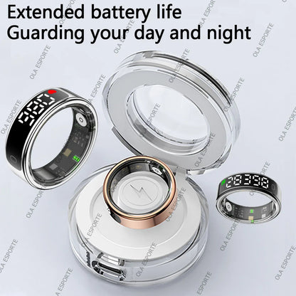 2025 Smart Ring Men Women LED Display Screen Heart Rate Blood Oxygen Monitor 5ATM Waterproof Multi Sports Mode Gifts For Andorid