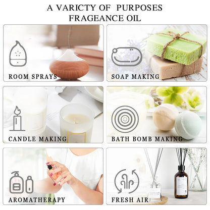 EUQEE 6pcs Fragrance Oils Set 10ml Aroma Oil Gift Box For Humidifier Diffuser Candle Soap Making Air Freshener