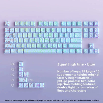 2025 Super Contour PBT Keycaps Side Glow Light Mechanical Keyboard Original Factory Height for 61/68/75/84/87 Keys Game Keyboard