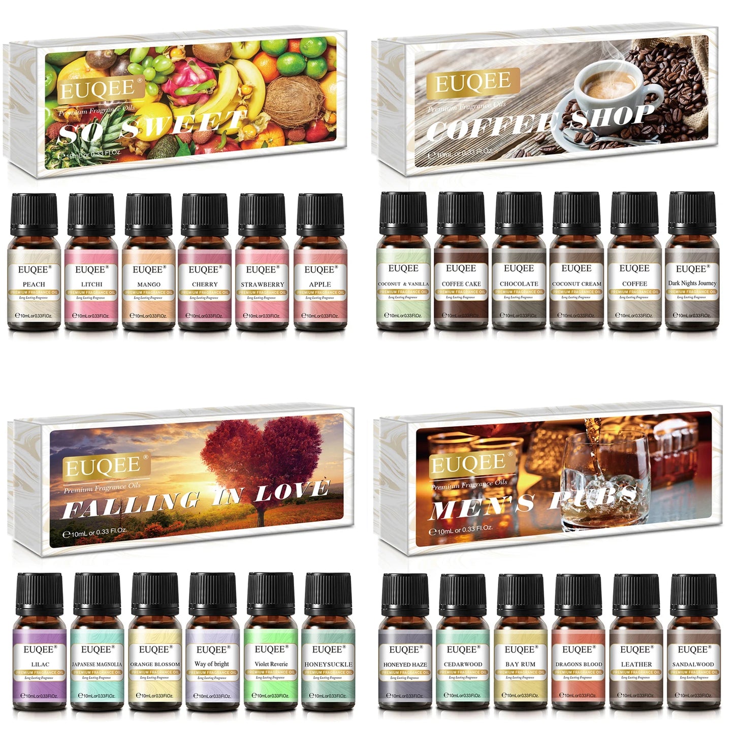 EUQEE 6pcs Fragrance Oils Set 10ml Aroma Oil Gift Box For Humidifier Diffuser Candle Soap Making Air Freshener