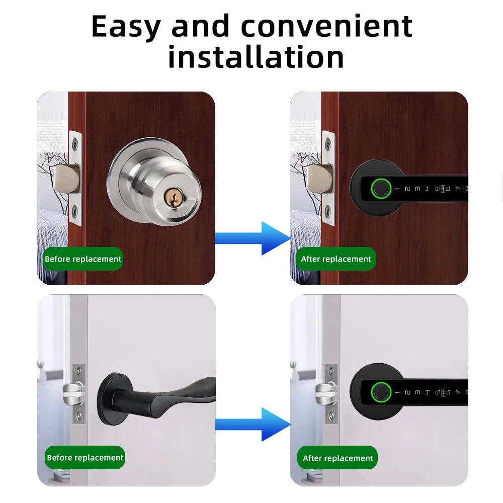 RAYKUBE M5 Tuya BLE Smart Fingerprint Door Lock Cyfrowy zamek elektroniczny z hasłem / kluczem / kartą IC / Smartlife / Tuya APP Unlock