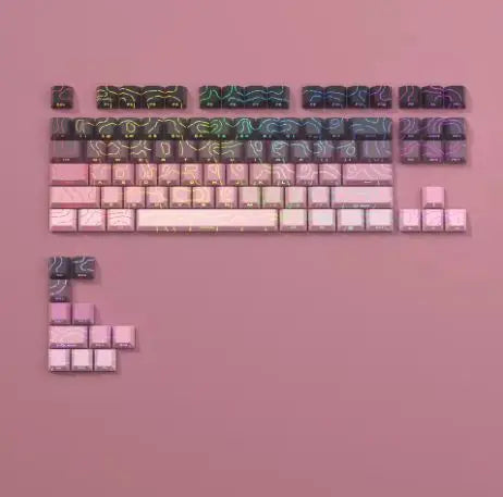 2025 Super Contour PBT Keycaps Side Glow Light Mechanical Keyboard Original Factory Height for 61/68/75/84/87 Keys Game Keyboard