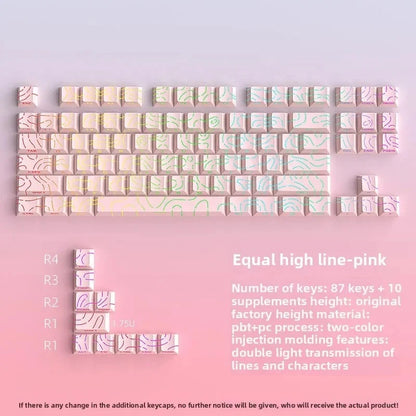 2025 Super Contour PBT Keycaps Side Glow Light Mechanical Keyboard Original Factory Height for 61/68/75/84/87 Keys Game Keyboard