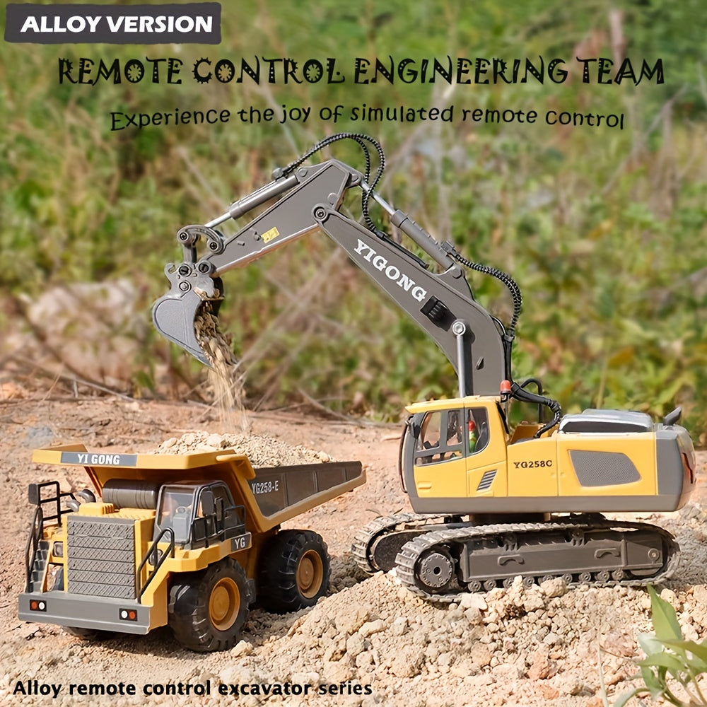 11 Channel Alloy Remote Control Excavator Simulation Electric Engineering Vehicle Large Digging Engineering Boys Children's Toys Christmas Halloween Thanksgiving Gift