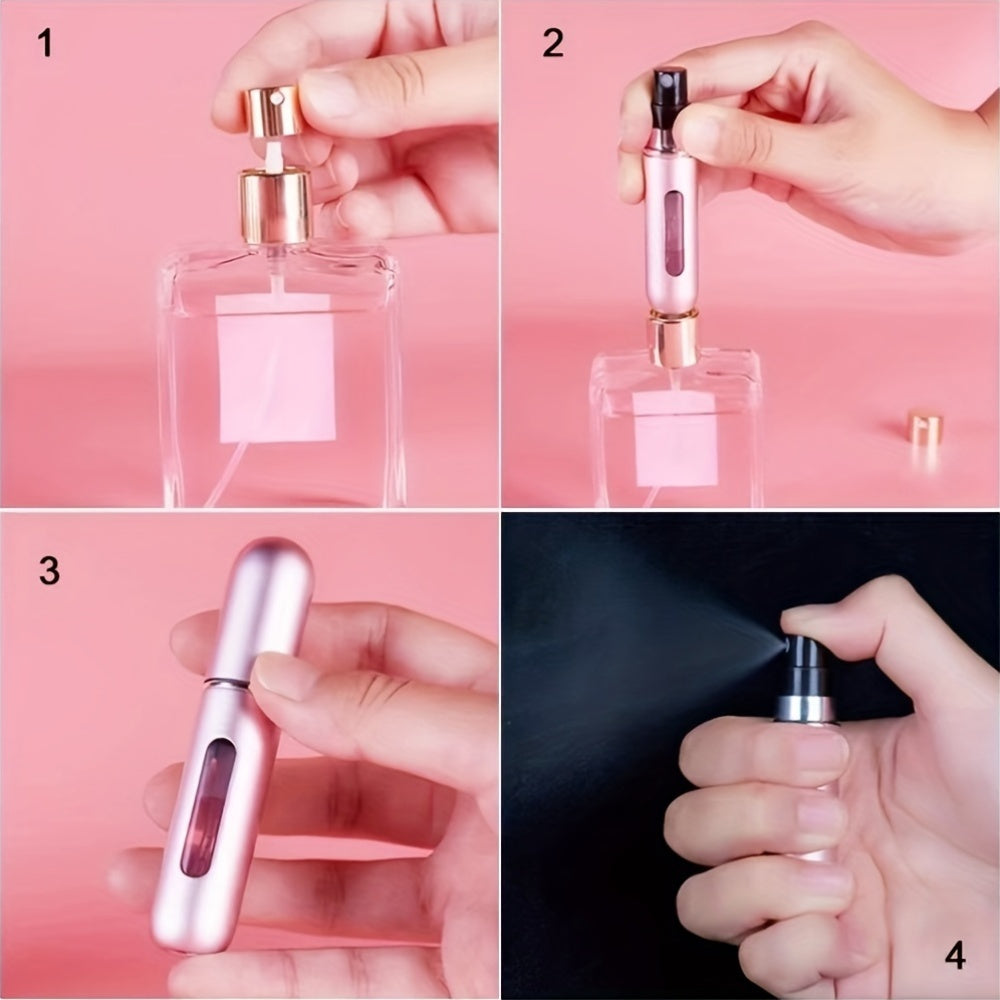 Mini przenośna perfuma wielokrotnego napełniania Aluminium Atomized Spray Cosmetic Bottle ~ Butelka dozownika podróży ~ Butelka perfum Atomizer, do samochodu