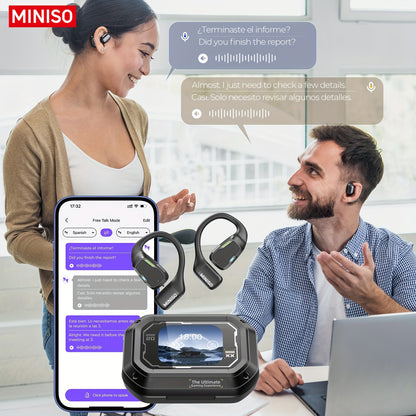[135 Translator Earbuds] MINISO M98 AI Wireless Headphones Travel Chat Headset ASMR Headset AI Wireless Headphones with Mic Touch Control