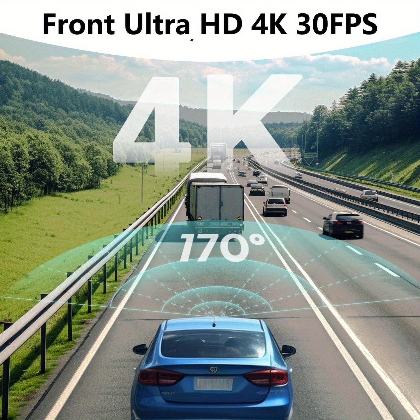 4K Front Dash Cam, Ultra HD 2160P Dash Camera for Cars, 5.0cmIPS Screen Mini Car Camera with APP Control, Built-in Wi-Fi & G-Sensor, 170° Wide Angle, 24H Parking Mode, Night Vision, WDR, Loop Recording, Support 256GB Card Ma