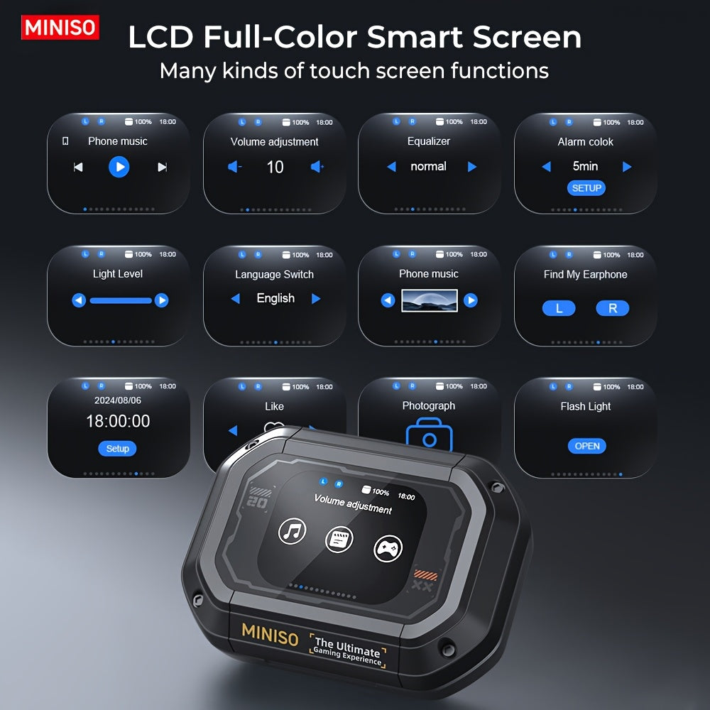 [135 Translator Earbuds] MINISO M98 AI Wireless Headphones Travel Chat Headset ASMR Headset AI Wireless Headphones with Mic Touch Control