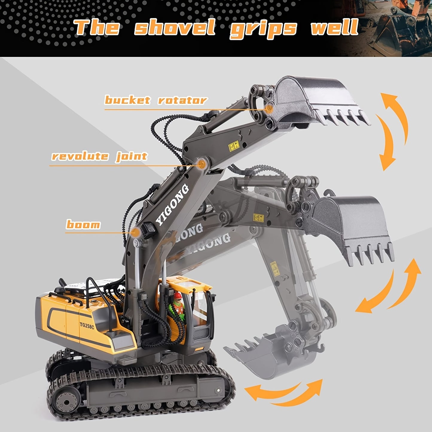 11 Channel Alloy Remote Control Excavator Simulation Electric Engineering Vehicle Large Digging Engineering Boys Children's Toys Christmas Halloween Thanksgiving Gift